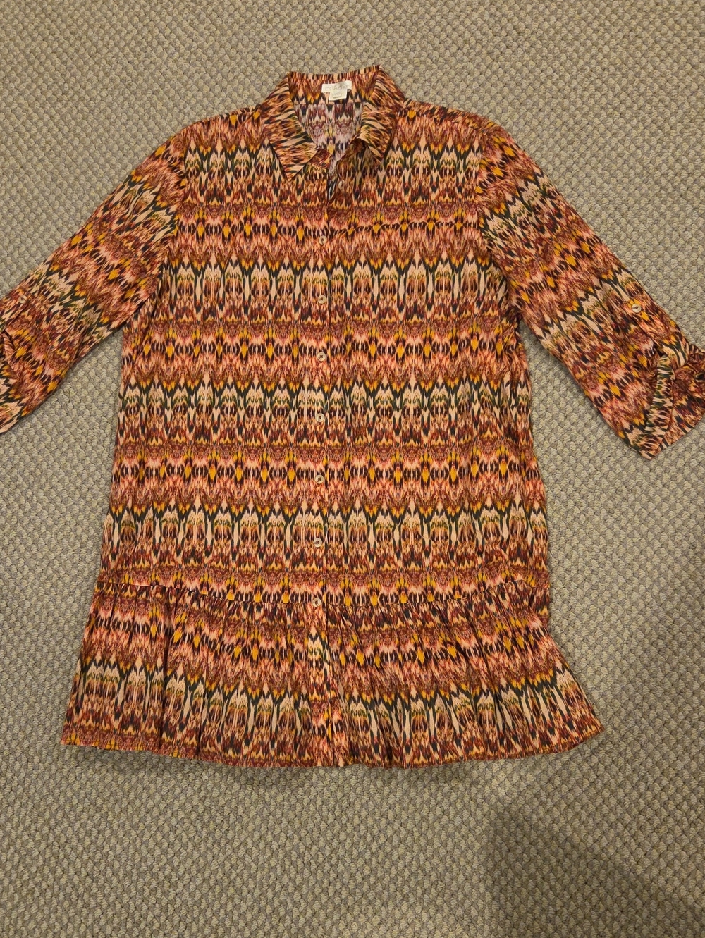 Shoshanna Coastline Shirt Dress in cacao multi Sz XL